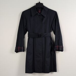 Vintage Burberrys London Belted Trench Coat with White And Red Accents
